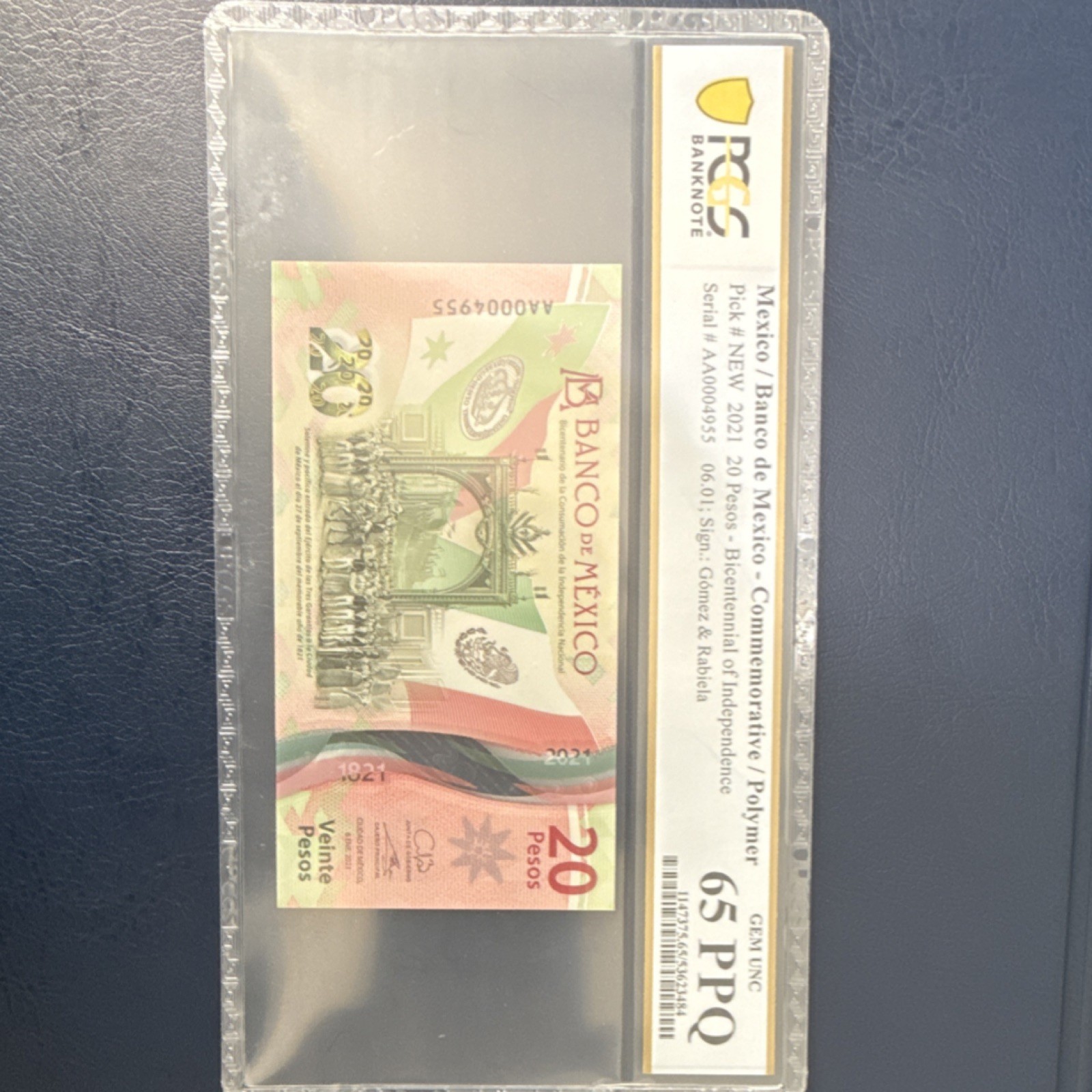 Mexico 2021 20 Pesos Commemorative Banknote Bicentennial PCGS 65 PPQ