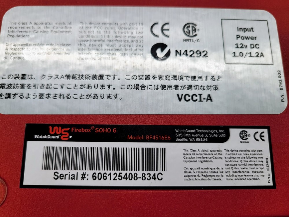 Firebox SOHO 6 BF4516E6 W/ Adapter