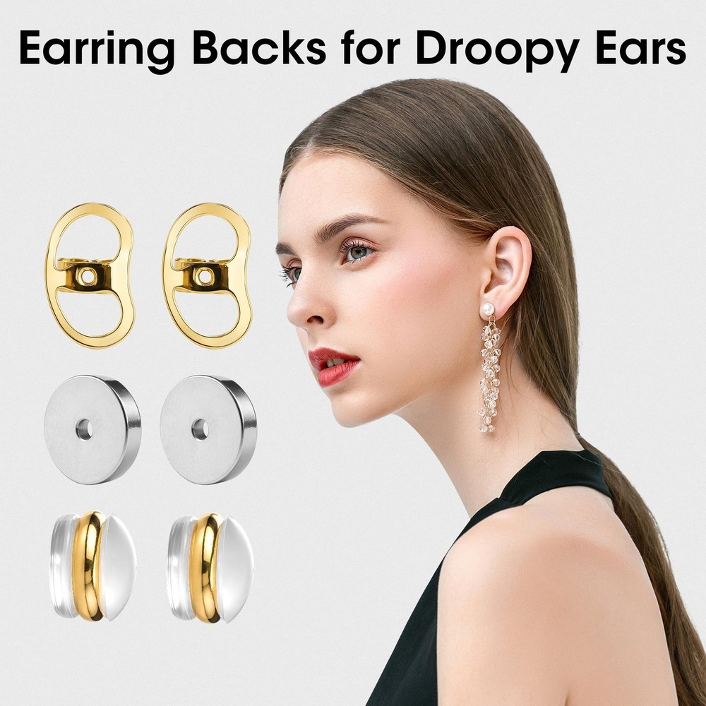Earring Backs for Droopy Ears Heavy Earrings - Replacements Locking Ear Suppo...