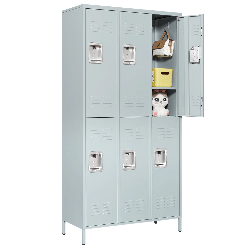 Metal Lockers with 6 Doors Steel Locker Storage Cabinet for Office School Gym