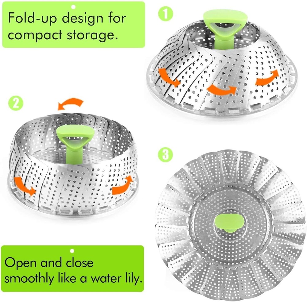 Multi-Functional Expandable Steamer Basket - Ideal for Veggies, Seafood & More