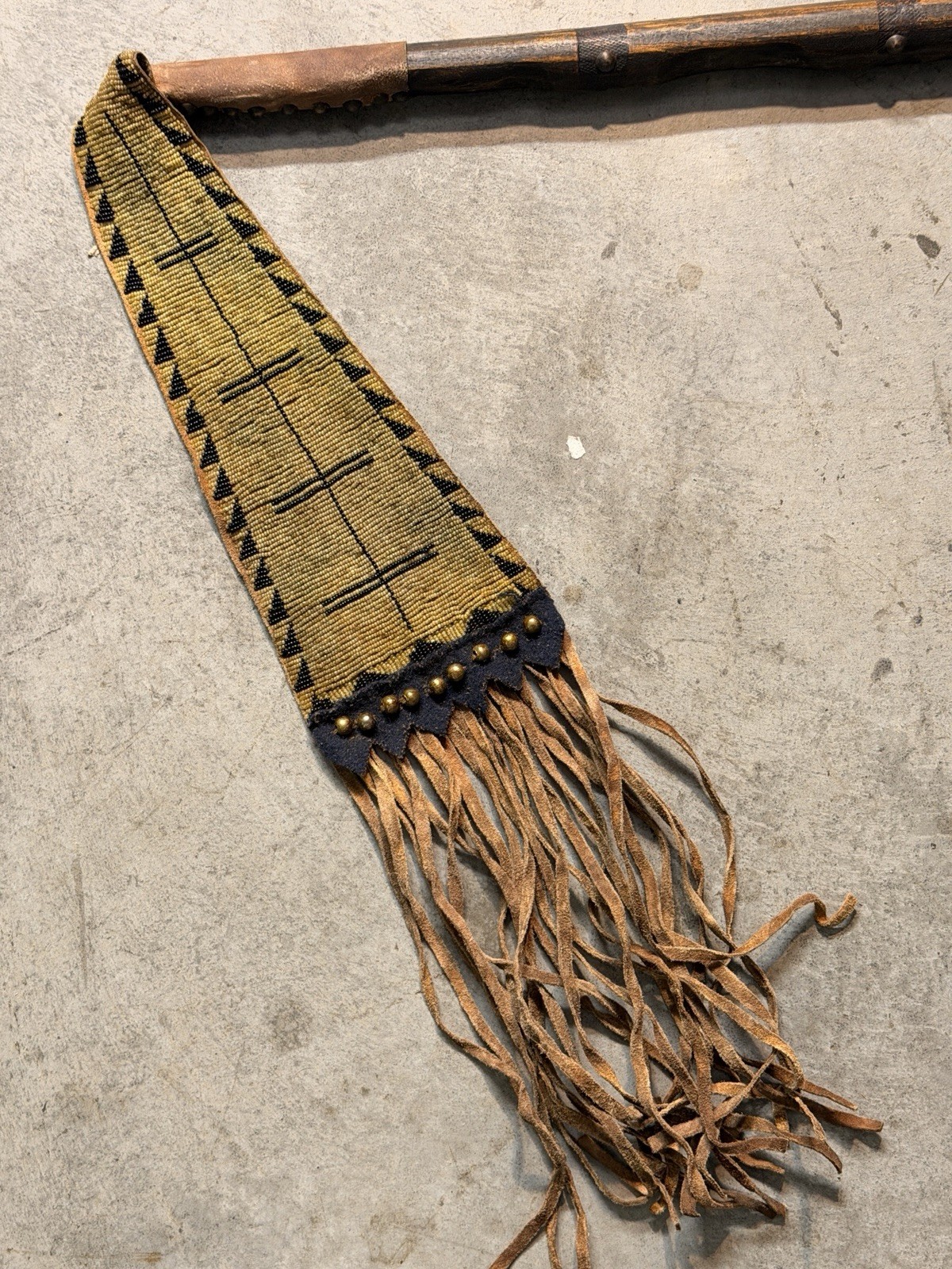 1800’s Plains Indian Pipe Tomahawk with Beaded Drop and Star Engraving