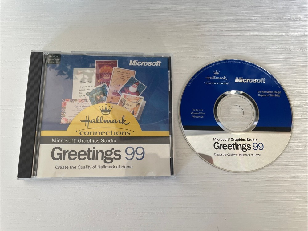 Microsoft Graphics Studio CD-ROM Greetings 99 windows software disk