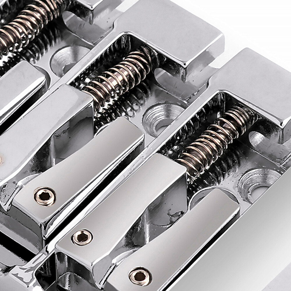 4 String Bass Bridge A Style Top Load and String Through Body Tailpiece Chrome