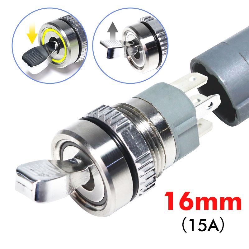 16MM Metal Toggle Switch Waterproof Bicolor LED Light 2 Position Self-locking On