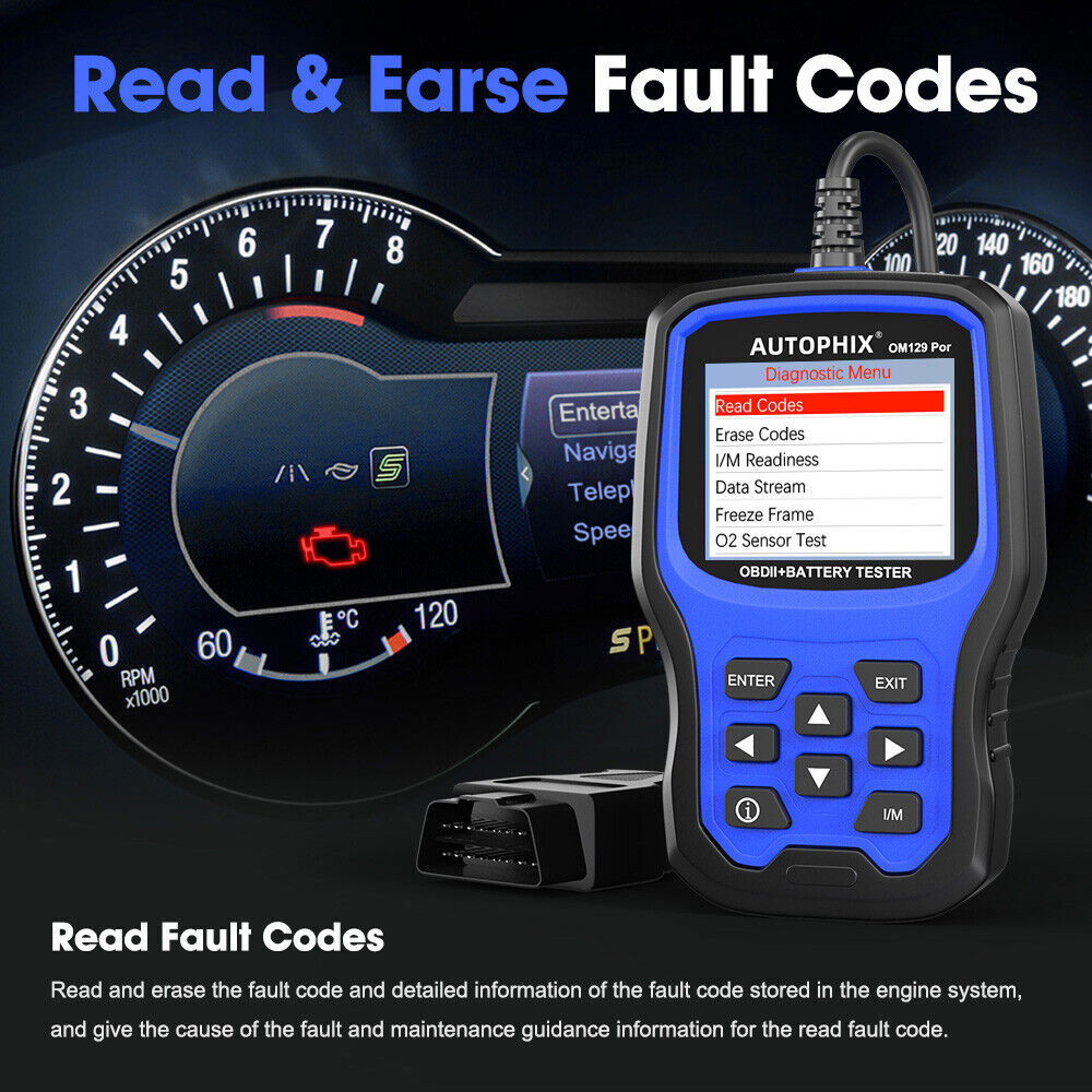 OBD2 Scanner 12V Car Battery Tester Check Engine Fault Code Reader I/M Readiness