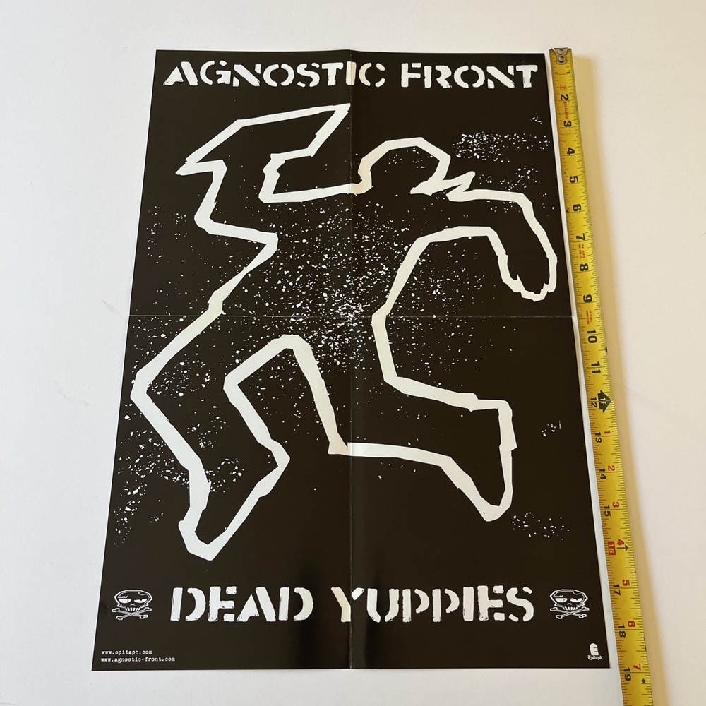 AGNOSTIC FRONT Rare 2001 Punk POSTER Dead Yuppies USA 19x13 Y2K