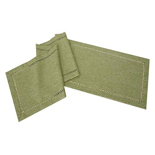Grelucgo Handcrafted Solid Color Dining Table Runner, Double 14 x 72 Sage Green