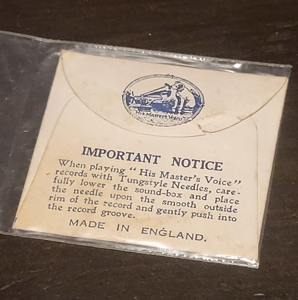 Gramophone phonograph needle packet Empty-tungstyle Hmv Nipper