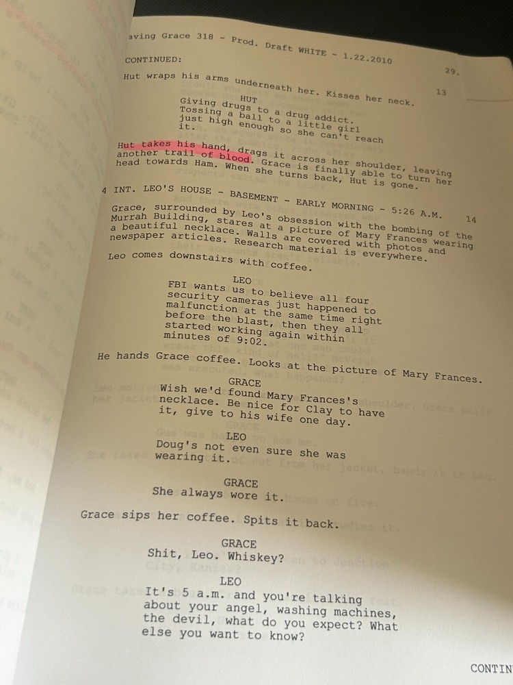 ORIGINAL SCRIPT SAVING GRACE I'M GONNA NEED A BIG NIGHT LIGHT HOLLY HUNTER RIPPY