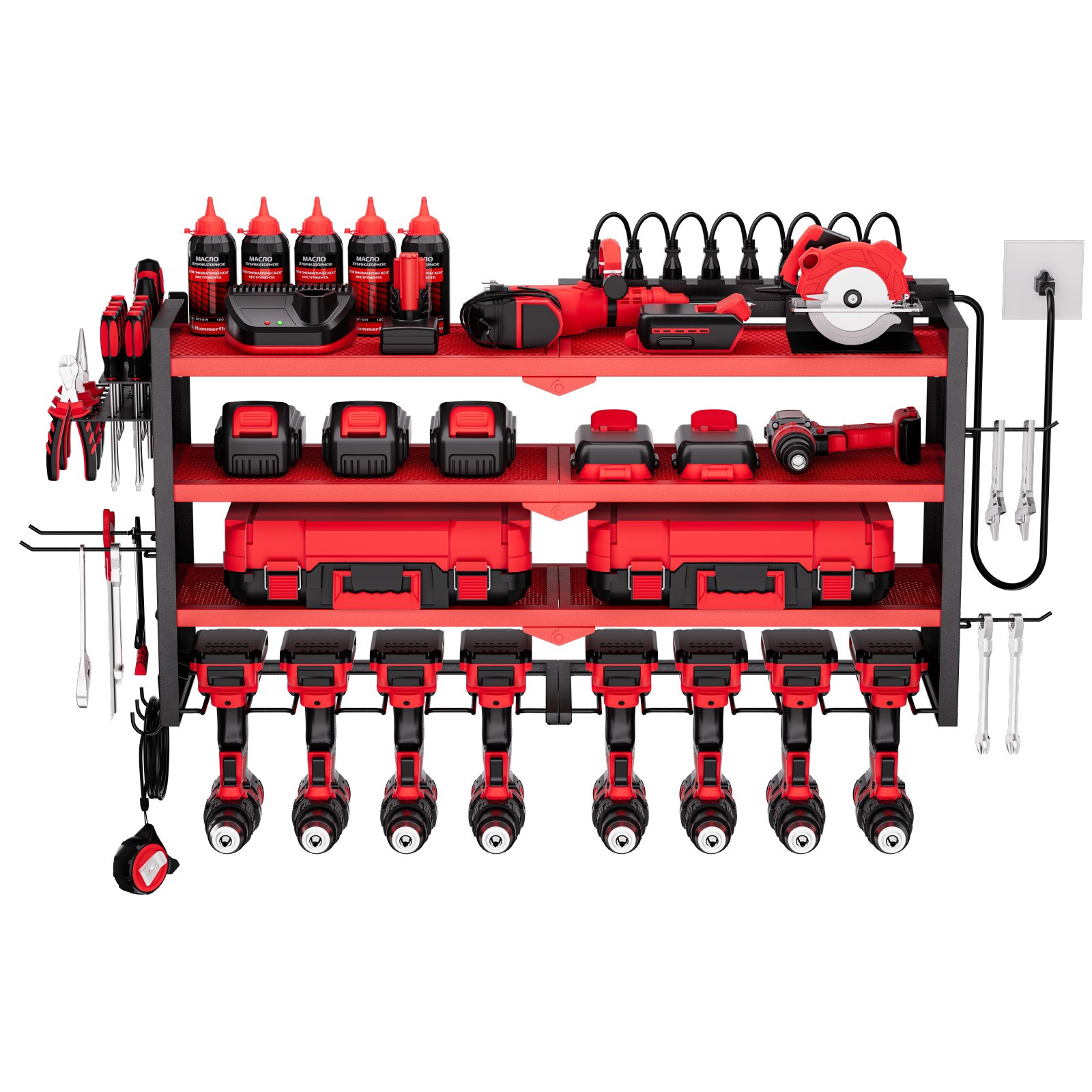 VEVOR Power Tool Organizer with Charging Station 4-Layer Drill Storage Rack