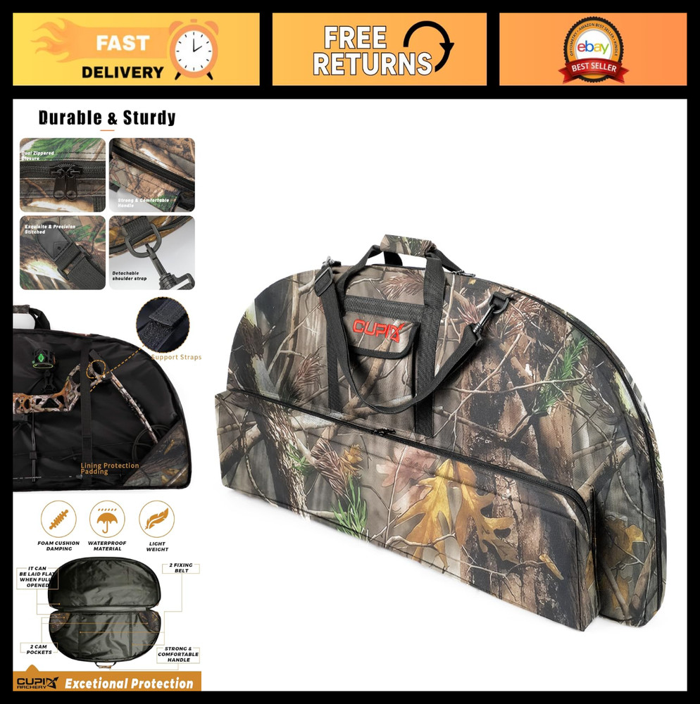 Lightweight Soft Compound Bow Case with Arrow Pocket & Backpack Straps
