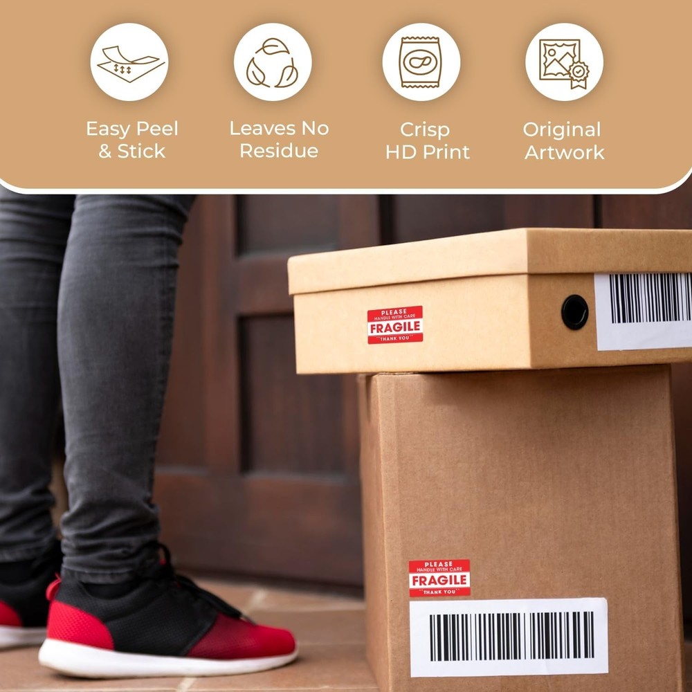 Fragile Handle with Care Lable Stickers – Labels for Packaging Boxes