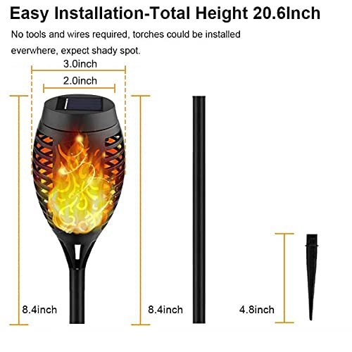 Solar Lights Outdoor Solar Torch Light with Flickering Flame, 8Pack Orange