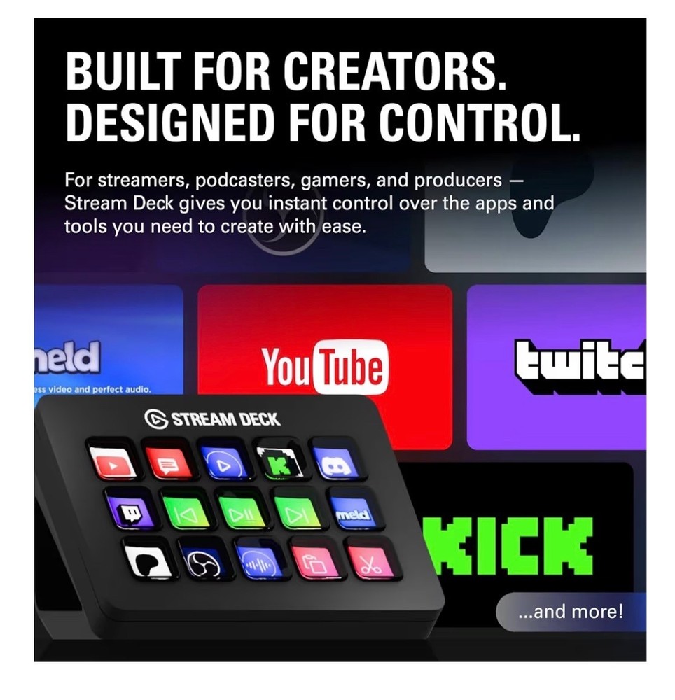 Stream Deck MK.2 – Studio Controller, 15 macro keys, trigger actions in apps