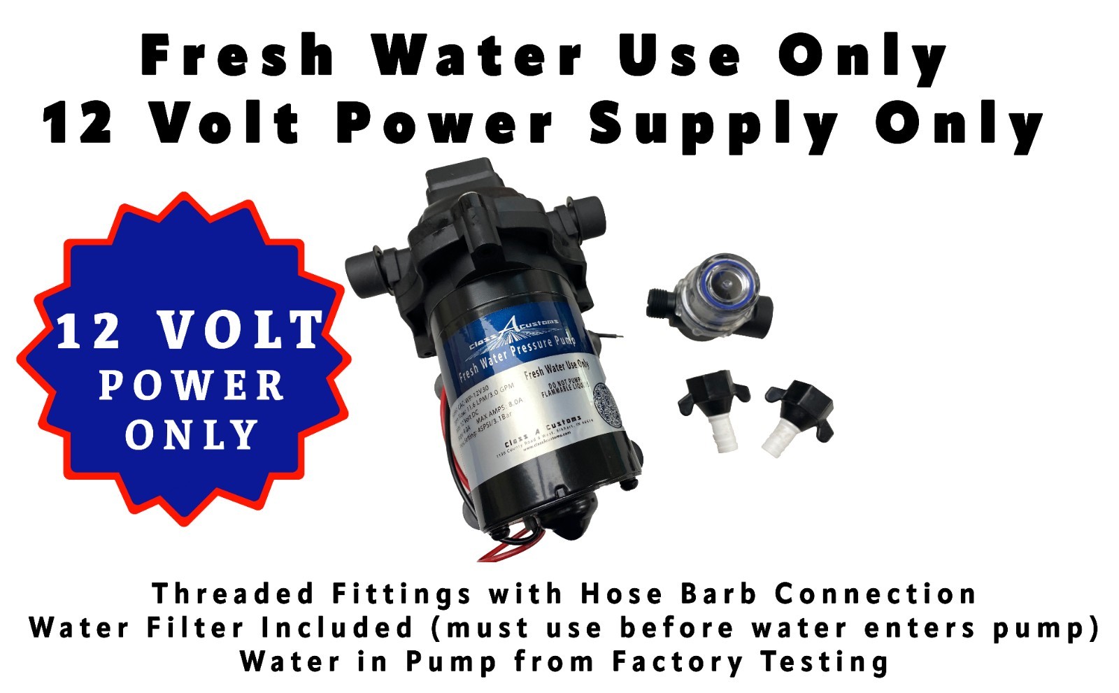 25 Gallon Fresh Water Holding Tank & 12 Volt Water PUMP ~~T-2500-CAC-WP-12V30