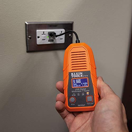 Klein ET910 USB Power Meter and Tester, USB-A Digital Meter for Voltage, Current