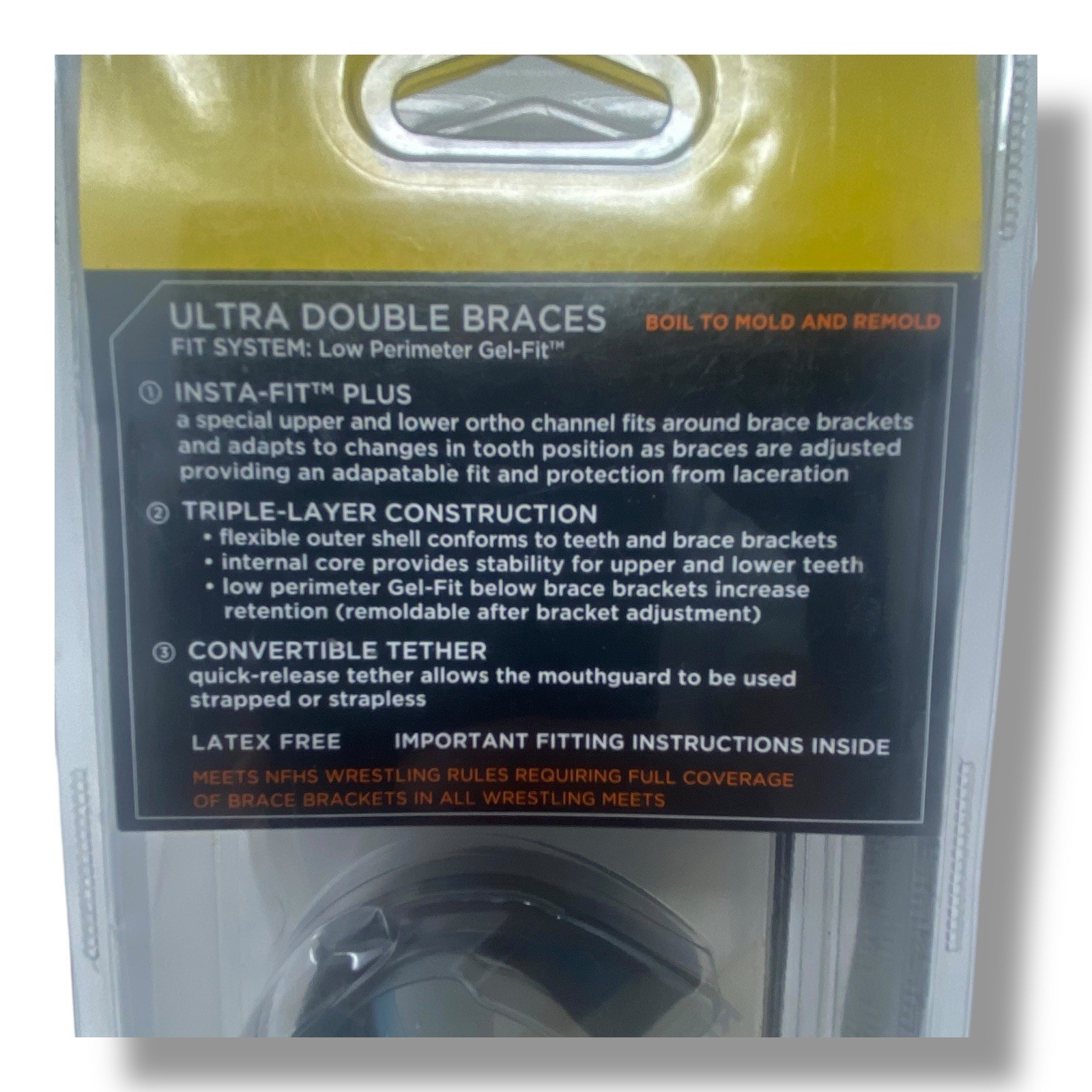 Shock Doctor Adult 12+ Ultra Double Braces Remoldable Mouthguard Black NEW