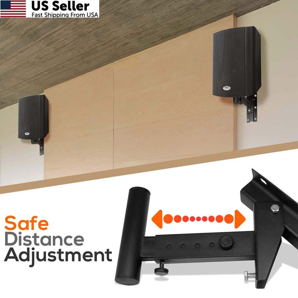 Pyle 90°-30° Angle, Tilt, Rotation Adjustment & Solid-Steel Pin Serves Black