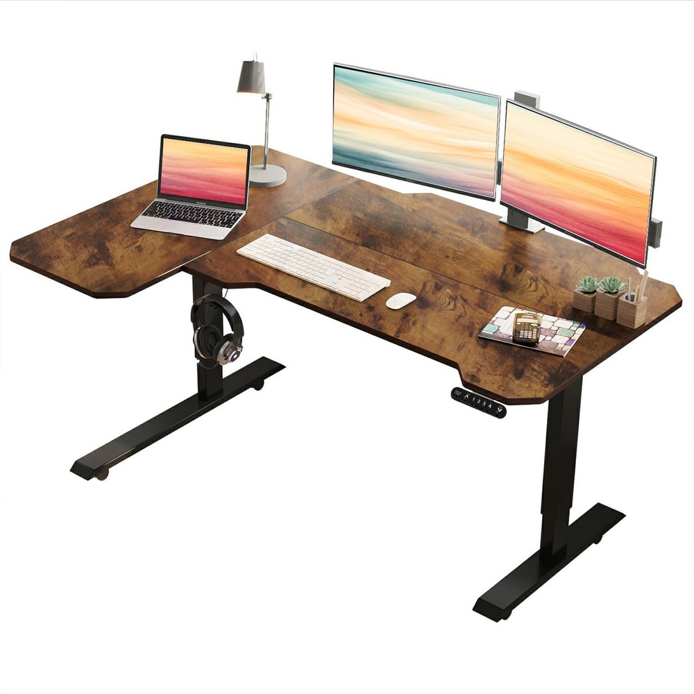 L-Shaped Height Adjustable Electric Standing Desk Computer Table With Type-C