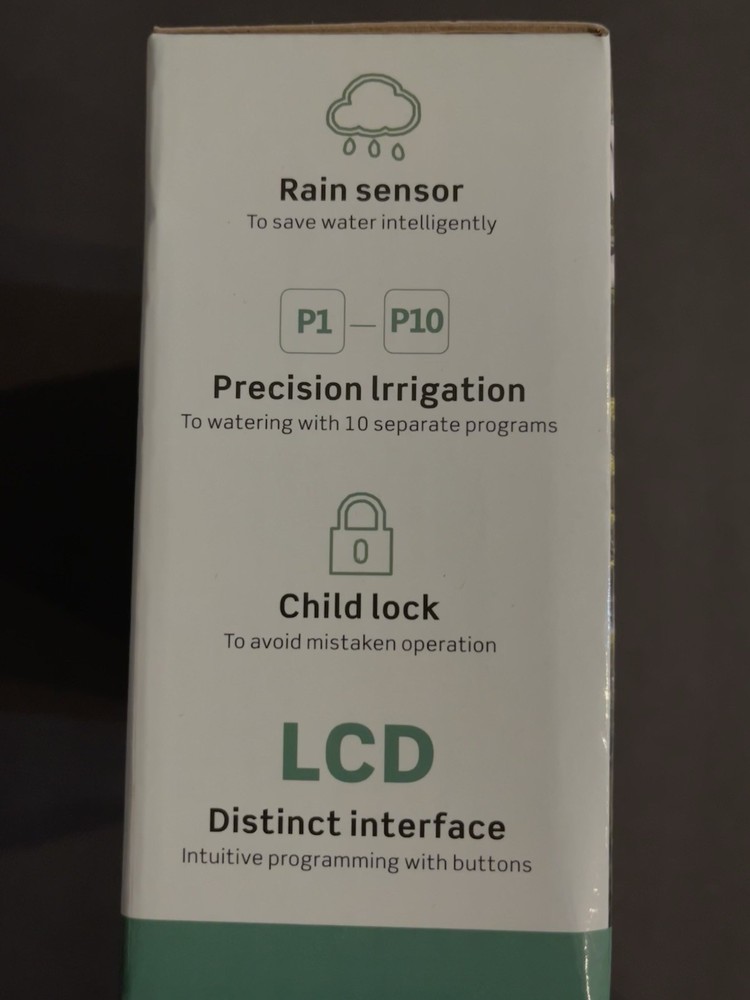 WT05 Automatic Water Timer IP54 Rain Sensor & Child-Lock – 1‑Zone, 10 Programs