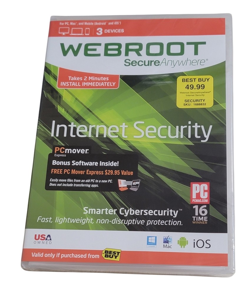 Webroot Secure Anywhere Internet Security & Antivirus Windows  Mac Android NEW