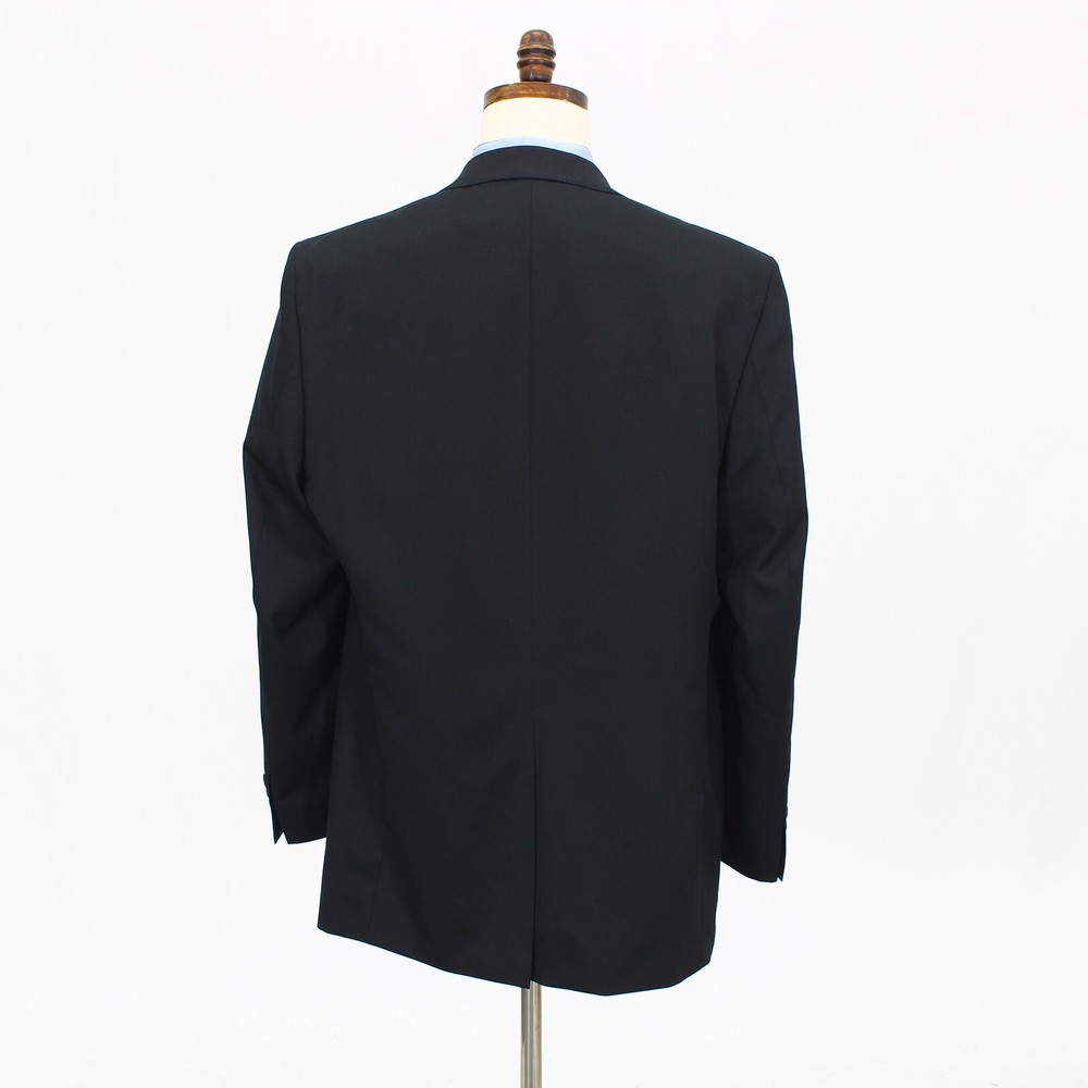 Chaps 46L Black Sport Coat Blazer Jacket Solid 2B Wool