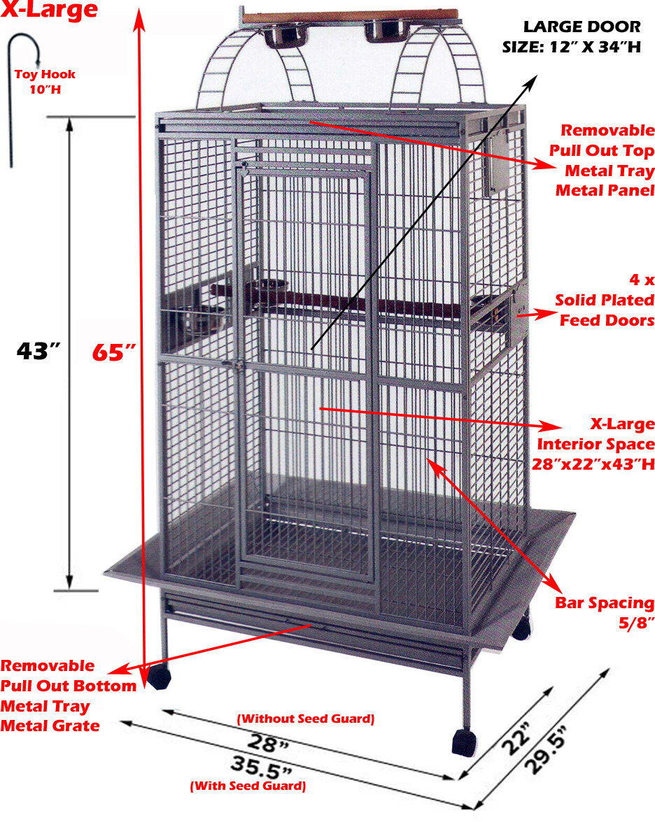 XLARGE 75" Bird Parrot Play-Top Cage Cockatiel Macaw Conure African Grey Conures