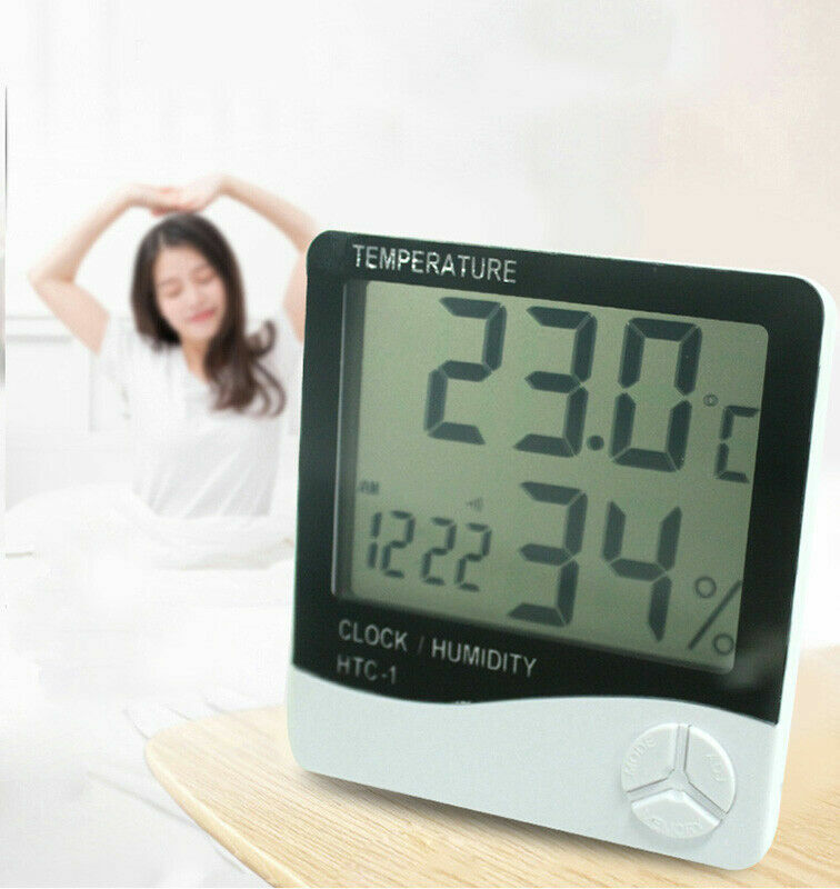 TECHTONGDA 1 PC Indoor Digital LCD Temperature Humidity Meter Clock Newest