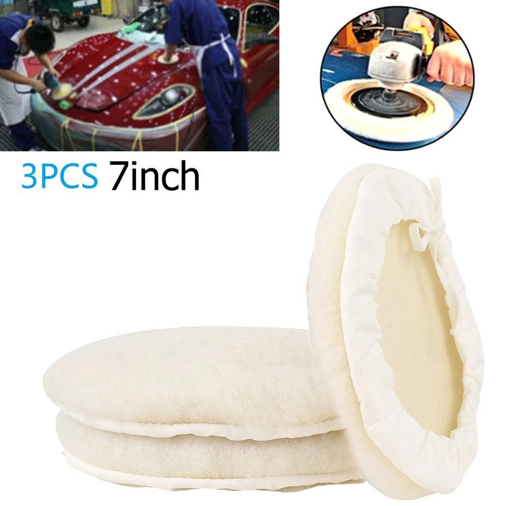 3 Pcs Buffing Pads 7inch Bonnet Buffer Buffing Car Lambs Pad High Quality