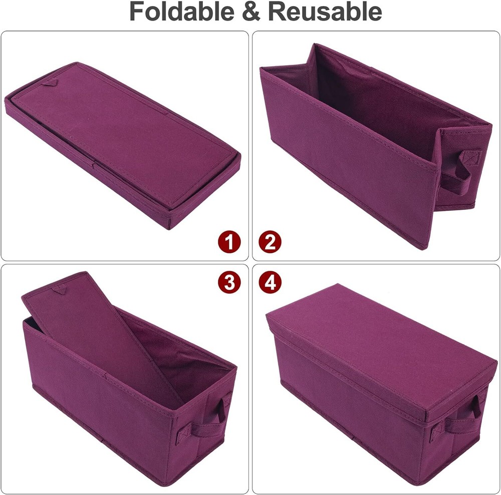 2 Pack Maroon Rose Red Storage Box Durable Cd Dvd Holder Stacking Boxes