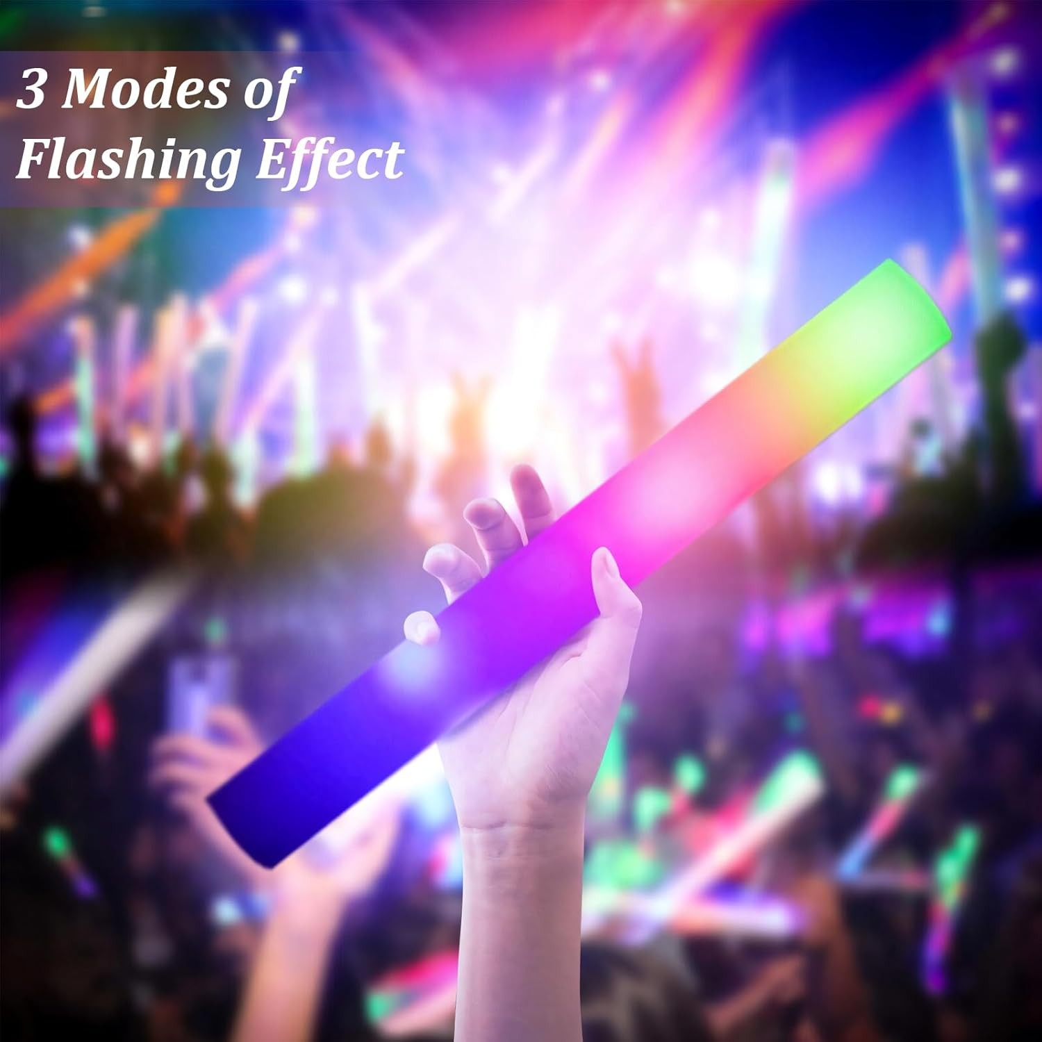 100PCS LED Foam Sticks Light Up Wands Rally Flashing Glow Party Rave
