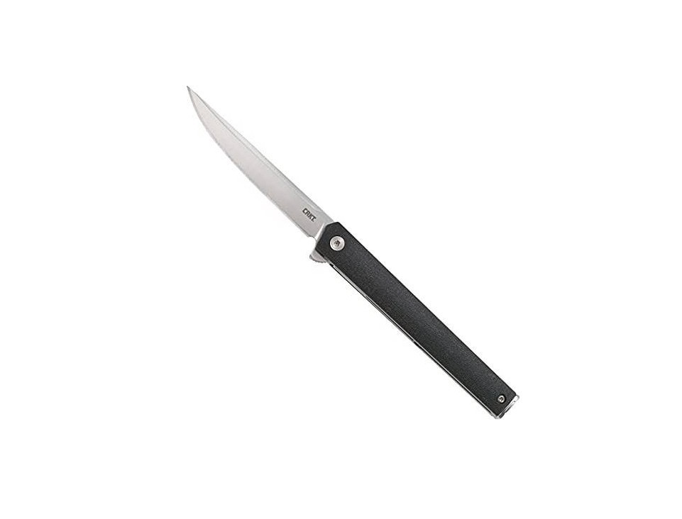 CRKT CEO Flipper Folding Knife Black 7097K Plain Edge Blade W/ Liner Lock
