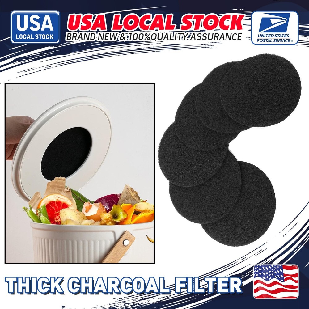 6 Pack 6.7 Inch Compost Bin Filter Pads Replacement for Kitchen Compost Bucket