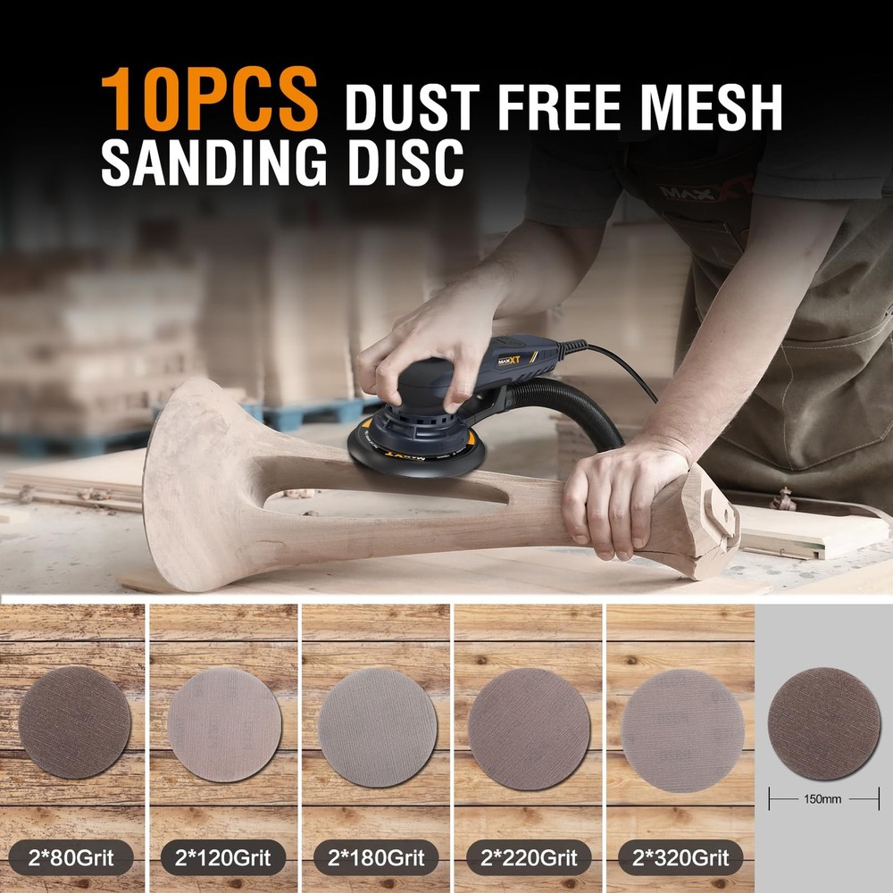 Electric 5mm Random Orbital Sander with Tool Case, Variable Speed Palm Sander...