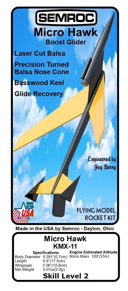 Semroc Flying Model Rocket Kit Micro(MX) Hawk™ KMX-11