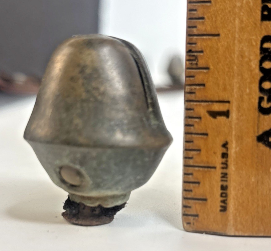 Antique 11 Brass Acorn Sleigh Bells on 41" Leather Strap w/ Copper Rivets VIDEO