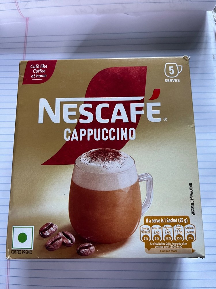 Nescafe cappuccino, 5 packets per box, new