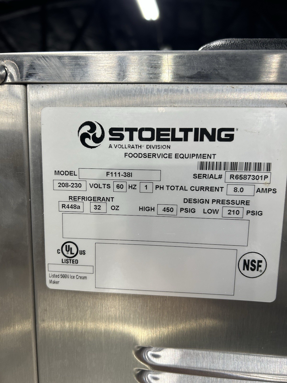 Stoelting F111-38I Soft Serve Ice Cream/Yogurt Dispenser, Air Cooled