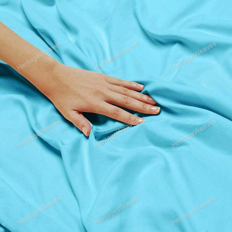 Handmade Solid Uni Microfibre Only Fitted Sheet Sky-Blue Best For Present