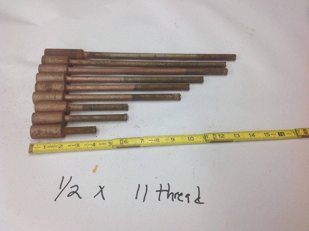 (9) Drillco 1/2" x 11 Thread Concrete Masonry Core Drill Bit. USED