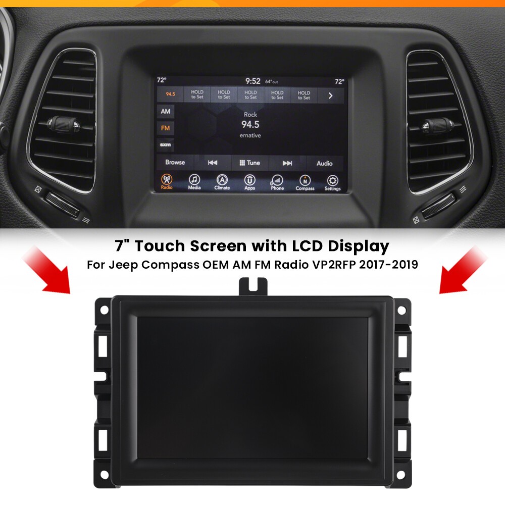 7" LCD Touch Screen w/ Frame For 2017-2020 Jeep Compass Radio Navigation Replace