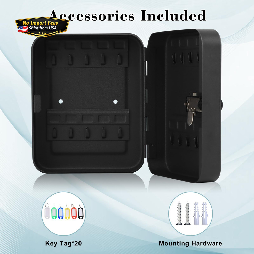 KYODOLED 20 Key Storage Lock Box with 20 Key, Black With Combination