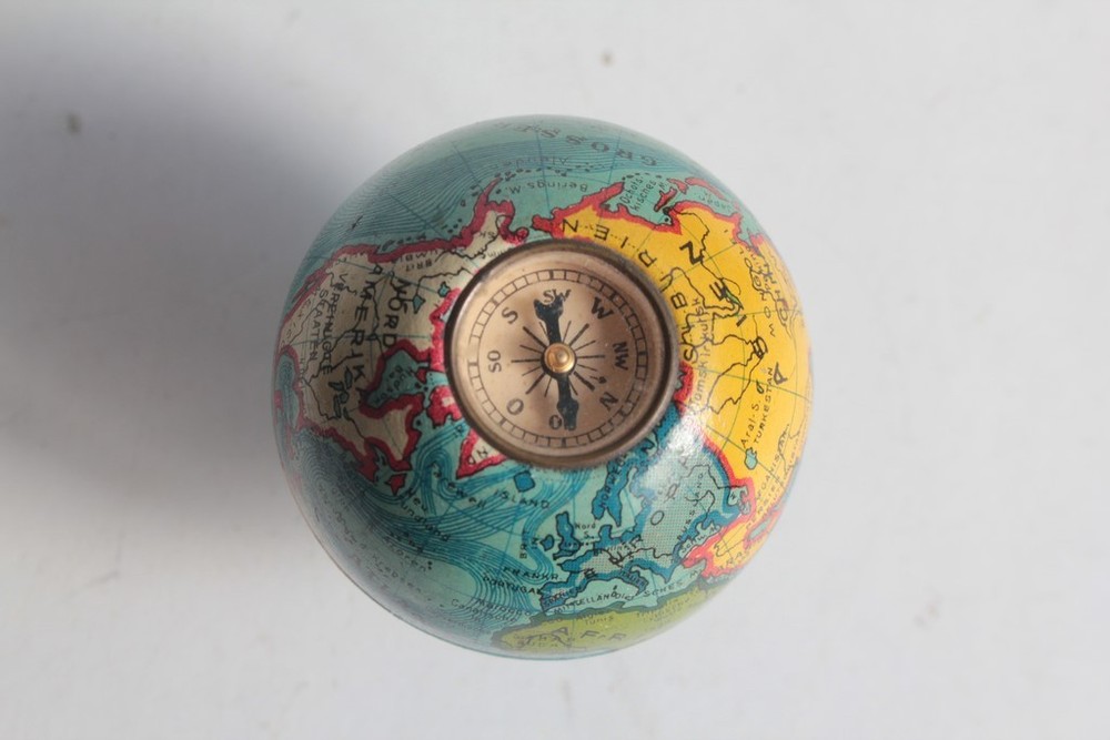 Antique Pencil Sharpener Compass Globe Germany (74360)