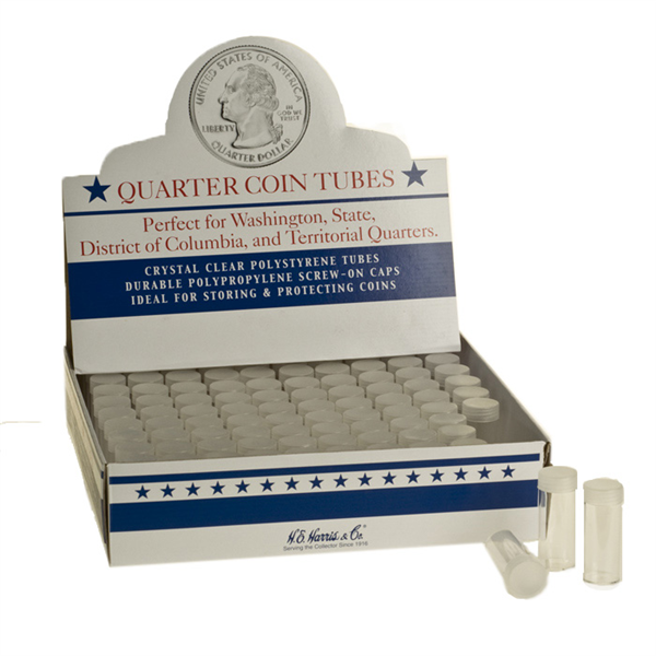 Quarter (25 Cent) Size Coin Tubes (100 Count) - Official Whitman