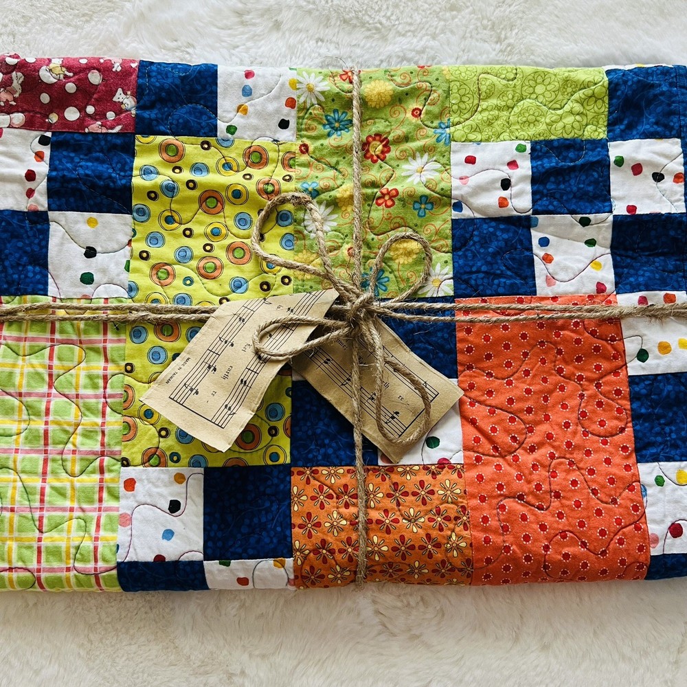 38”x52” Beautiful Handmade Optimistic Quilted Throw.