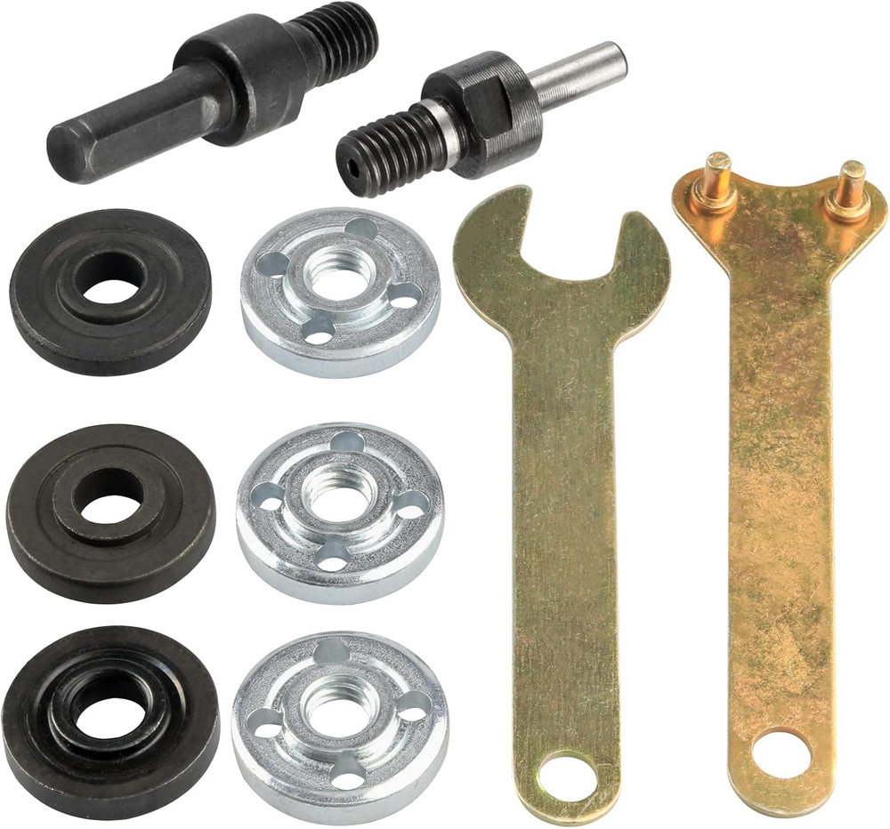 Drill Angle Grinder Adapter Set with Flange Nuts and Spanner Wrench