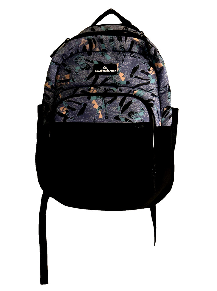 Quicksilver Backpack Schoolie Cooler Pocket  Black & Multi School Great Cond 18"