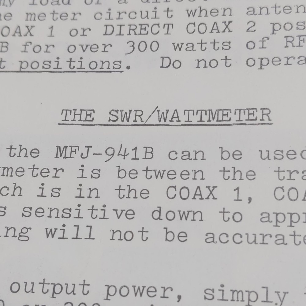 MFJ-941B Versa Tuner II Manual, Original