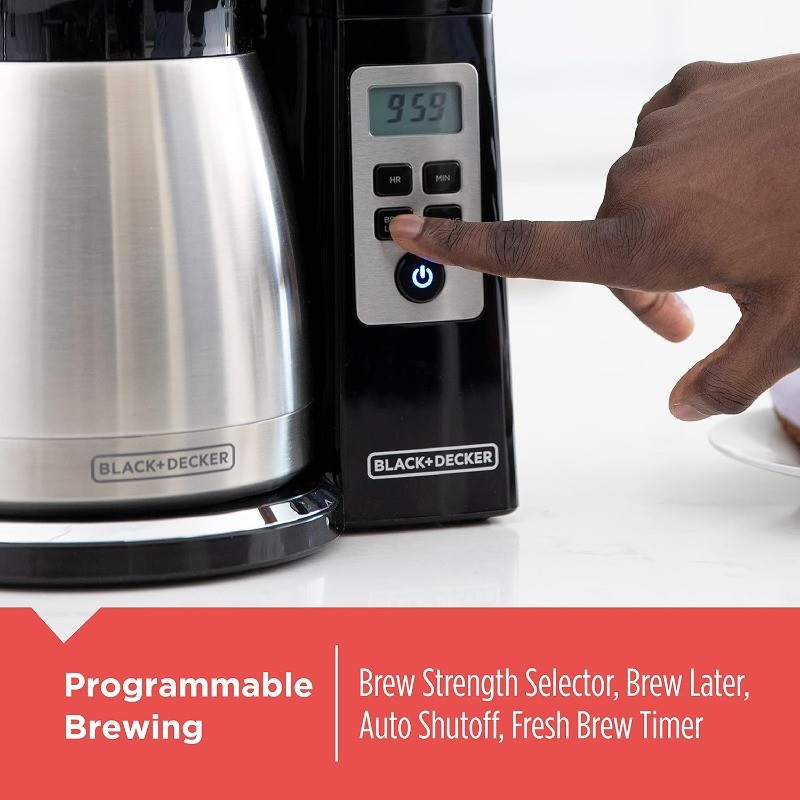 12Cup Thermal Programmable Coffee Maker with Brew Strength and VORTEX Technology